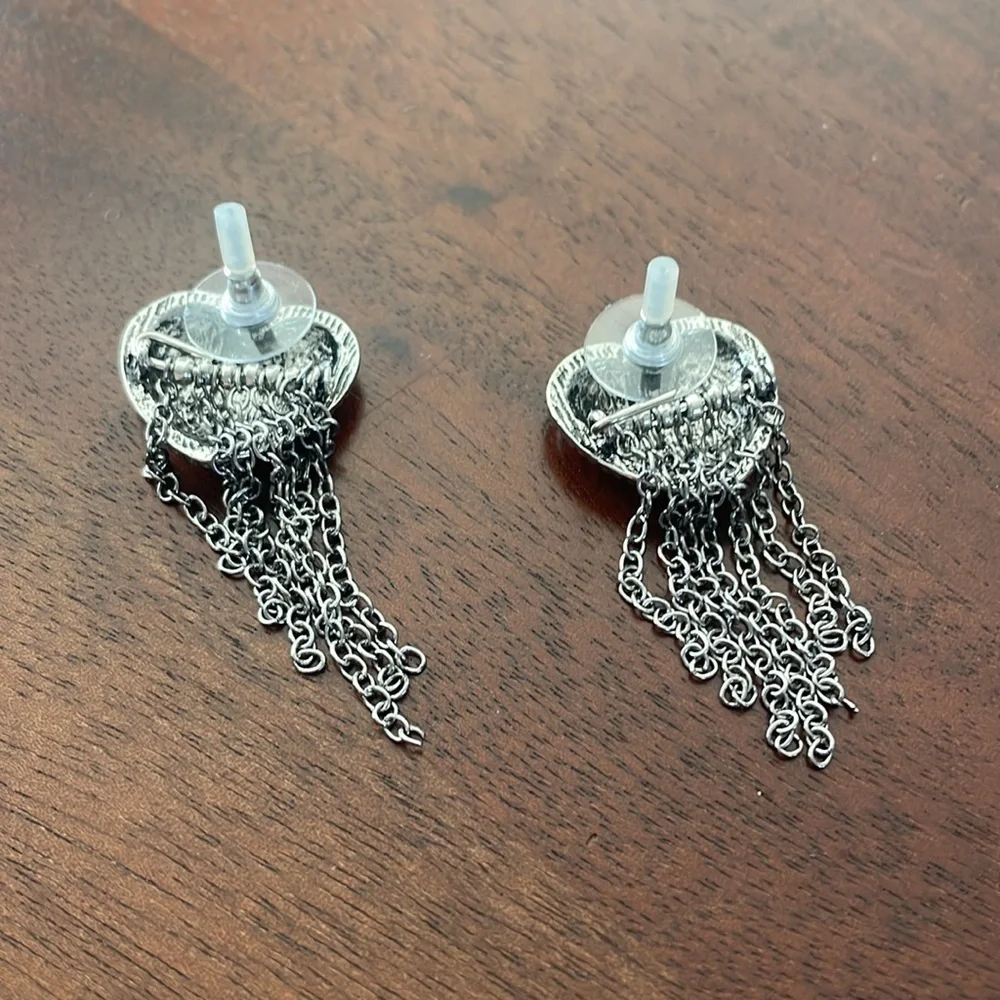 Wild Fable silver Bubble Heart Fringe Post Drop Earrings